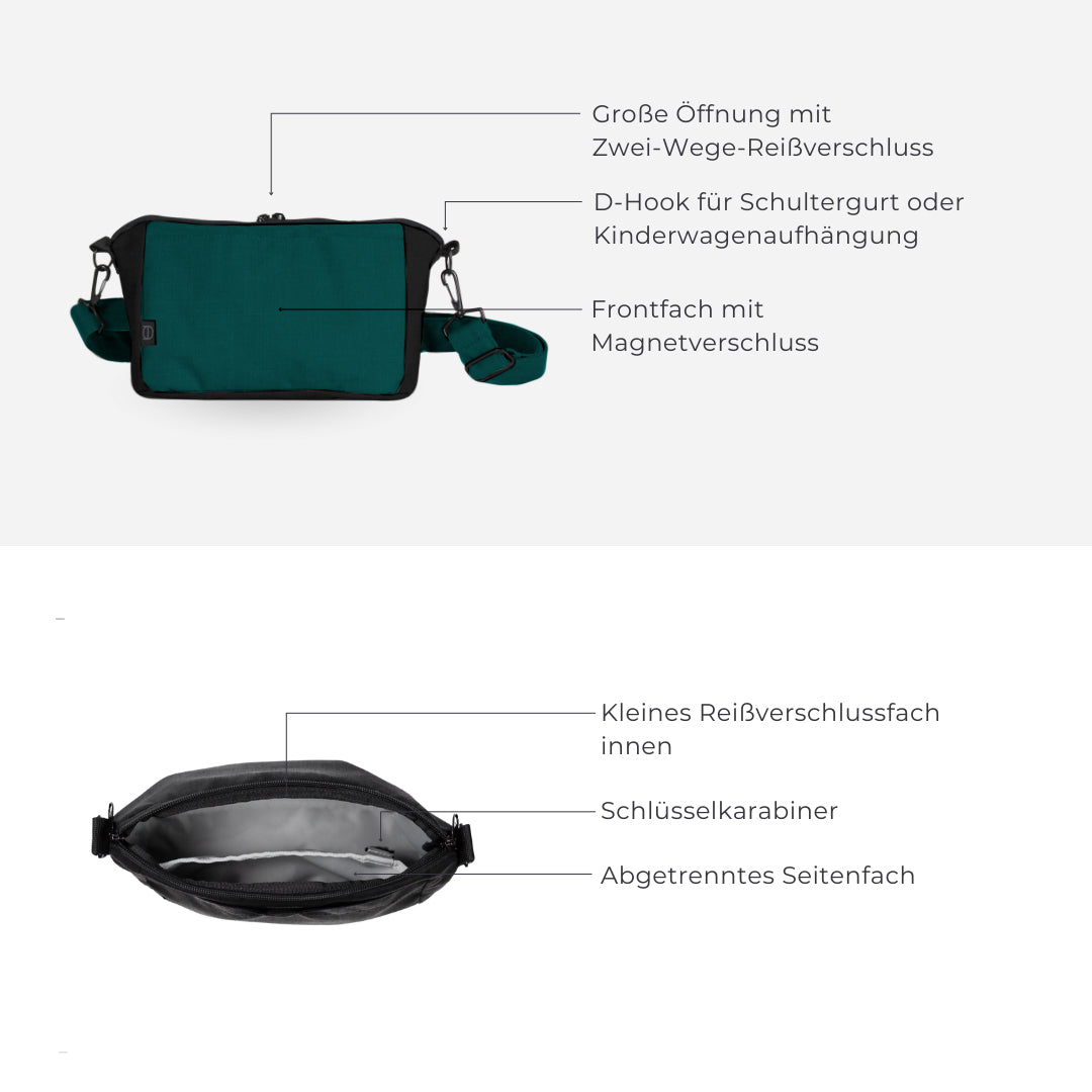 PreSale: Crossbody Leni - Limited Edition petrol/schwarz