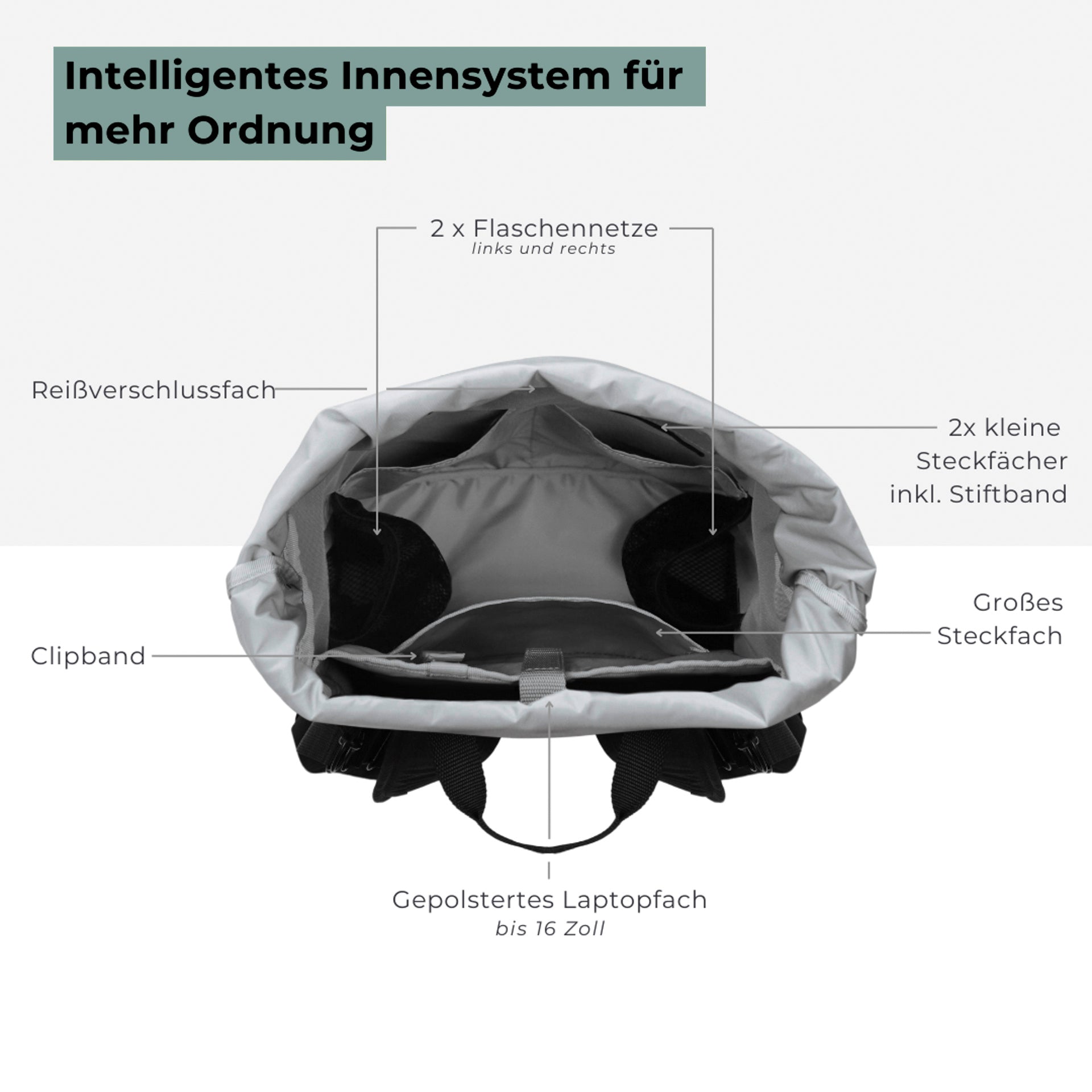 Diaper backpack Hugo - light gray