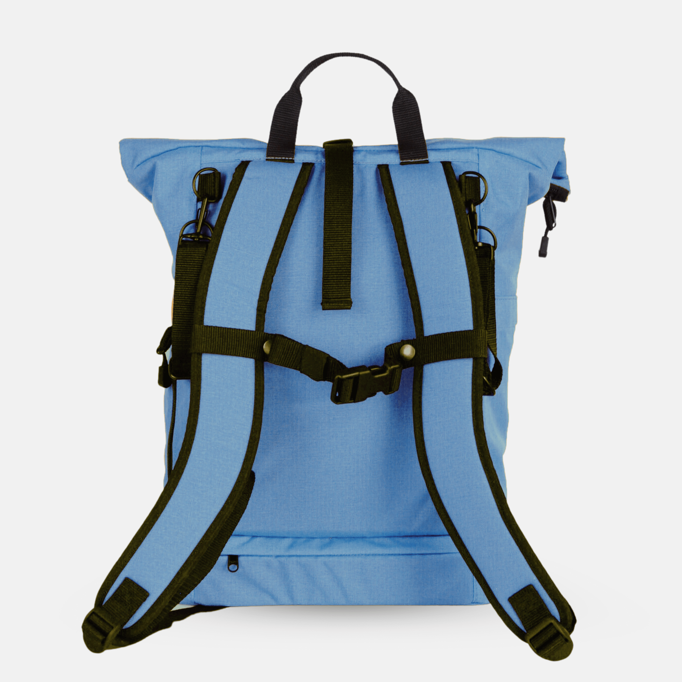 Blauer Wickelrucksack von Anna und Oskar für Eltern. Langlebig, robust, waschbar und pflegeleicht. 