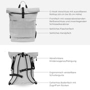 Diaper backpack Hugo - light gray