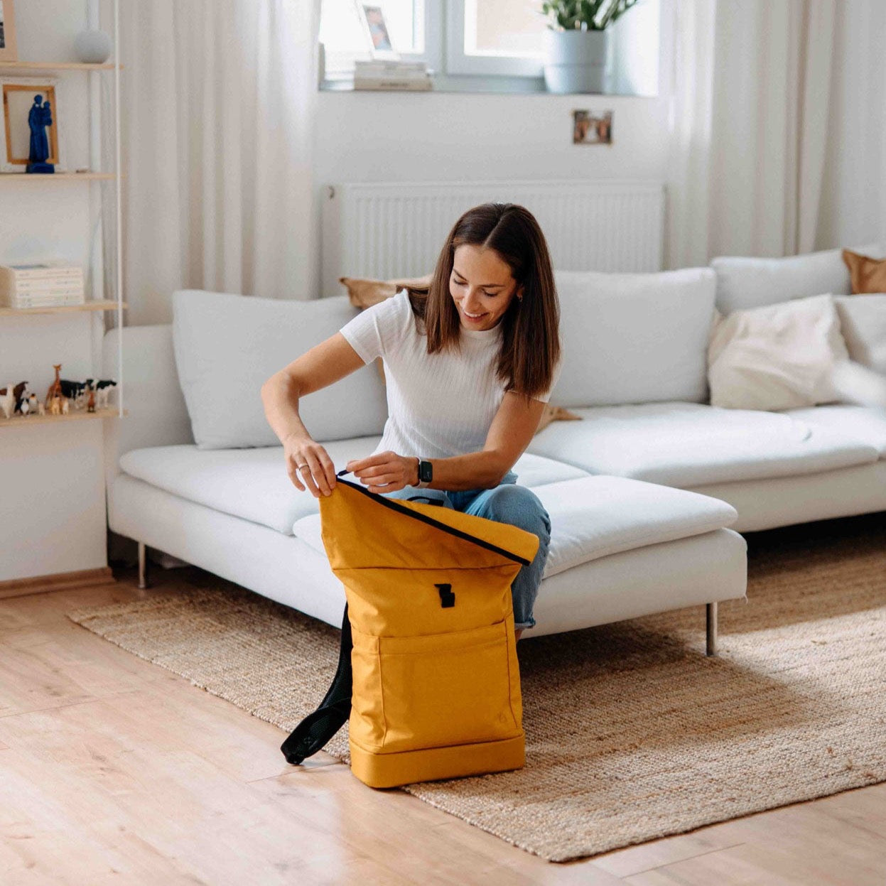 Großer Rucksack Hugo für die ganze Familie. Gefertigt aus gelber Cordura. Besonders Robust, wasserabweisend und unisex.